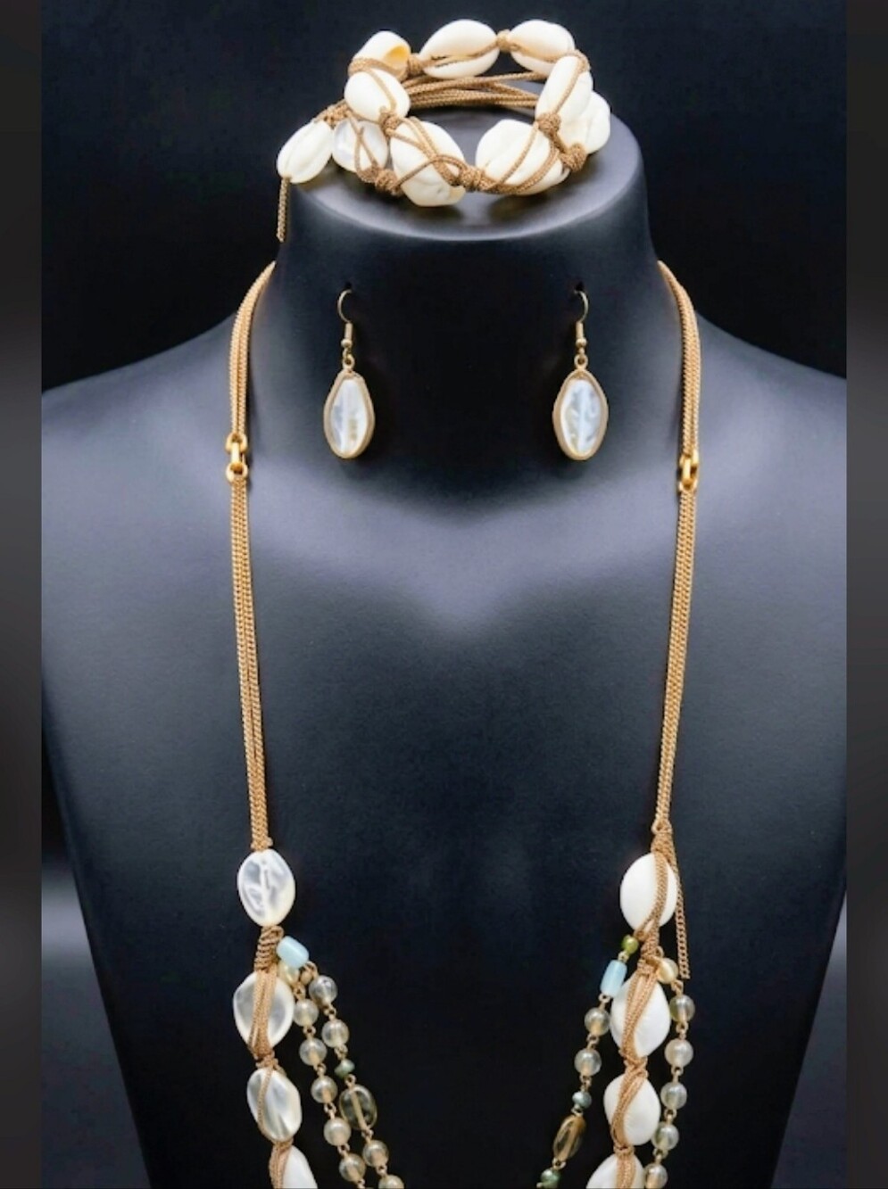TalbotsVintage Boho Demi Parure – Layered Moonstone Necklace Bracelet & Earrings